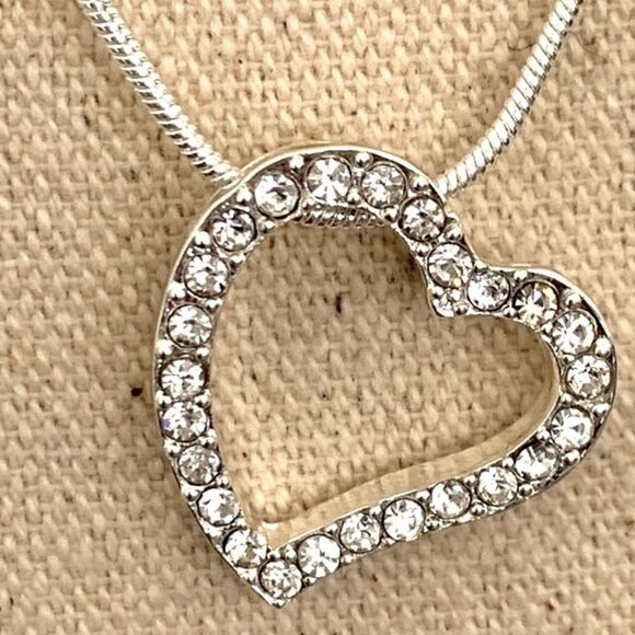 Open Heart Crystal Friendship Necklace Gift Made with Crystals from Swarovski NE - Picture 3 of 9